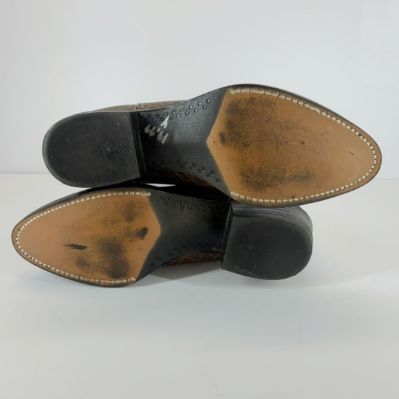 Bronco Boots Women Sze 7.5 Brown Embroidered Pointed Toe Pull On Western Cowgirl - Picture 7 of 11